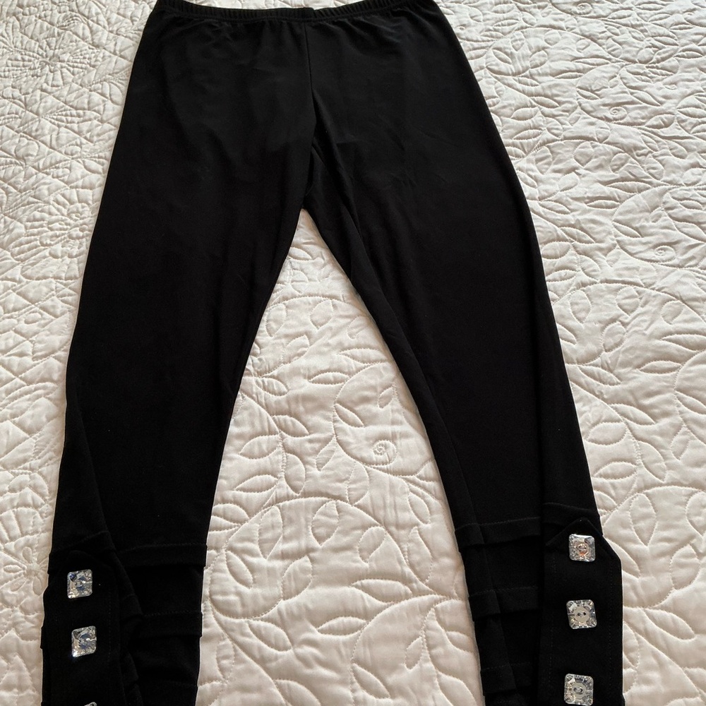 Joseph Ribkoff Black Leggings with Square Embellishments